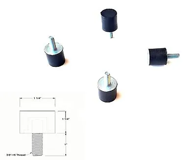 4) Rubber Anti - Vibration Isolator Mounts 1-1/4  X 1-1/4   -  3/8-16 X 1  Stud • $18.99