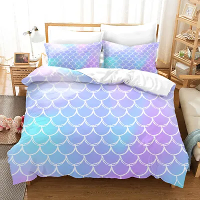  Mermaid Scales Quilt Cover Bedding Comforter Duvet Cover Pillowcase Single 3D • $12.84