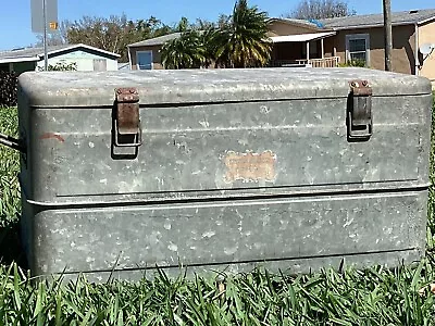 Vintage Little Brown Chest Metal Ice Box Cooler 28” • $90