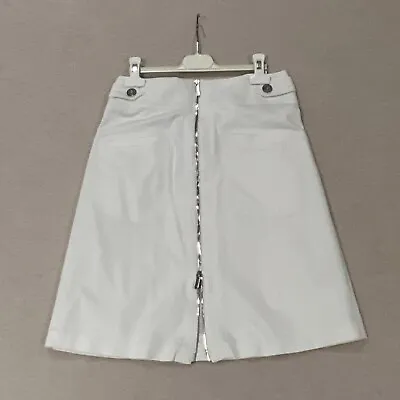 Karen Millen Skirt Size 10 White Exposed Zip Zipped Front Pockets • £6
