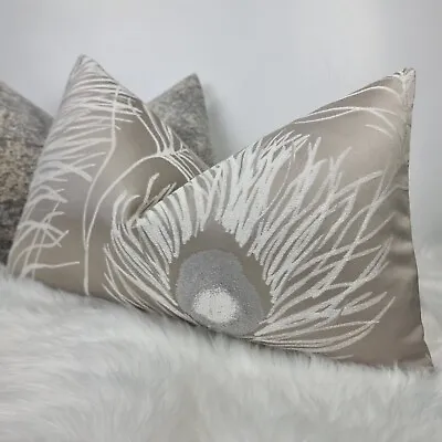 £16.99 • Buy 12 X20  Harlequin Orlena Handmade Cushion Cover Taupe Putty  Peacock Feather