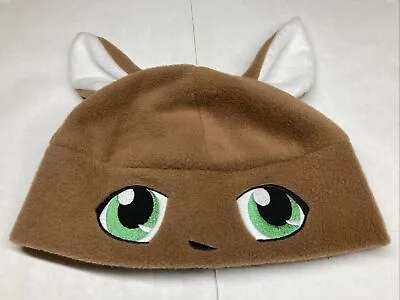 $21.99 • Buy Fleece Fox Cat Beanie Cap M/L Adult Hat Ears & Eyes Anime Soft Brown Kawaii Kon