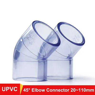 £1.74 • Buy Transparent PVC-U Pipe Adhesive Fittings Tube Sleeve 45° Elbow ID 20mm-110mm