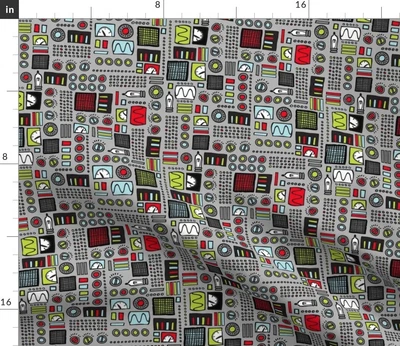 $16 • Buy Robot Technology Computer Machine Nerd Geek Spoonflower Fabric By The Yard