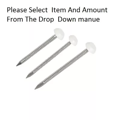 WHITE Poly Top CLADDING PINS Nails UPVC/Fascia/Soffit Roof Plastic Cap Polytop • £4.49