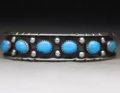 Vintage Native American Navajo Turquoise Sterling Silver Cuff Bracelet  • $198