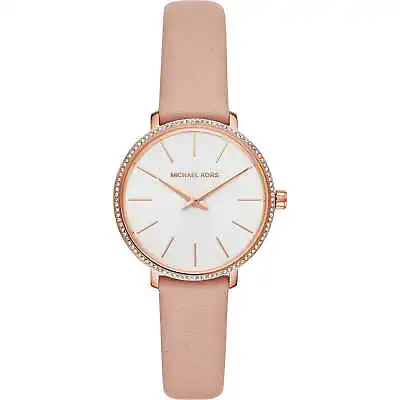 Womens Wristwatch MICHAEL KORS PYPER MK2803 Leather Pink Gold Rose Swarovski • $218.49