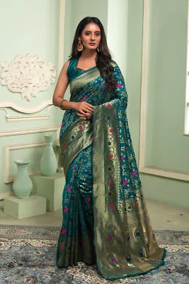 $57 • Buy New Bollywood Designer Banarasi Silk Saree Indian Ethnic Wedding Party Wear Sari