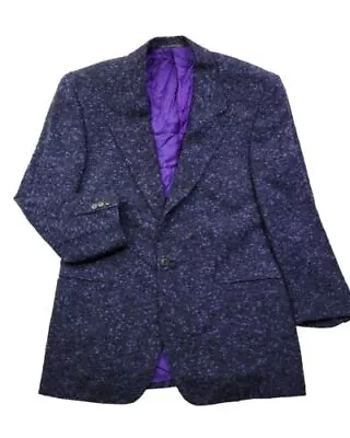 V2 Versace Men's M 40 Black Blue Spec Tweed Blazer Jacket Lined Inside Pockets • $83.08