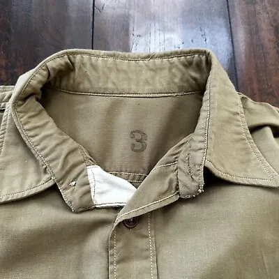 Vtg 40s WWII Khaki Work Army Military Shirt Distressed M WW2 • $85