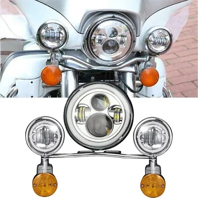 7  LED Headlight 4.5  Passing Lights Bar For Yamaha Road Star Silverado XV1600 • $195.99