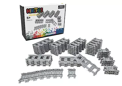 Minizfigs City Sets Train Track Expansion Building Brick Toy Set 56 Pcs • $33.49