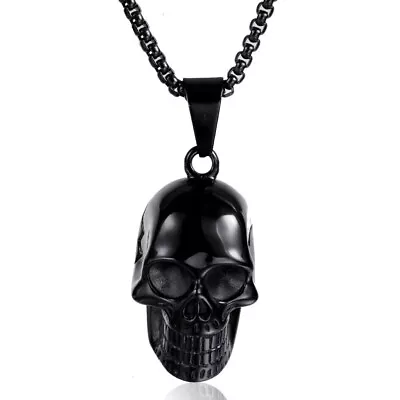 Gothic Black Skull Pendant Necklace For Men Punk Retro Rock Jewelry Chain 24  • $11.99