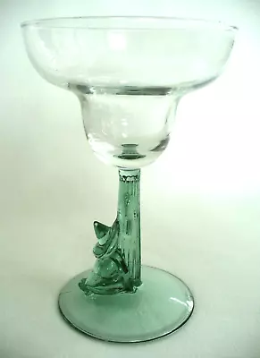 Siesta~MEXICAN~7 ~Clear Margarita Glass~GREEN CACTUS~Sleeping Man~FIGURAL~BAR~EC • $8