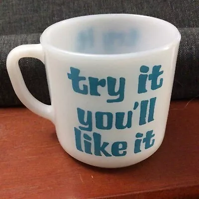 Vintage Federal Try It You’ll Like It White Blue Stackable Mug Coffee Cup • $17