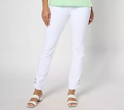 Quacker Factory Women's Pants Sz L DreamJeannes Slim Strht White A632420 • $21