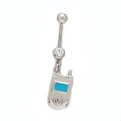 Belly Ring Techi Vintage Silver Flip Cell Phone Dangle Naval Steel Body Jewelry • $8.99