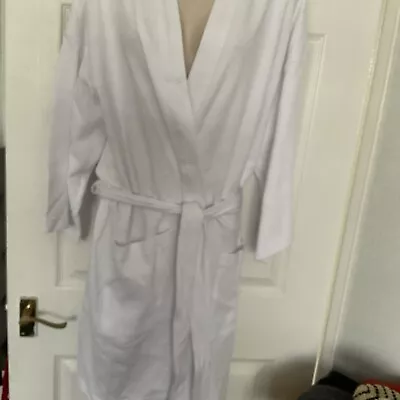 BNWT M&S WHITE COTTON WAFFLE DRESSING GOWN ROBE L 16-18 100% Cotton • £10