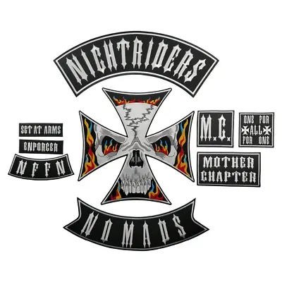 Night Riders Nomads Patch Full Set Embroidery Iron On Backing Jacket Motorcycle • $35