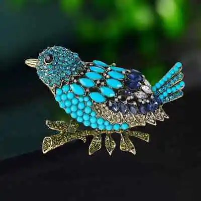 Creative Animal Corsage Full Rhinestones Bird Brooch Women Unisex Clothing Pin • $7.73