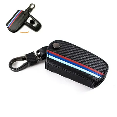 Carbon Leather Smart Remote Key Fob Cover Keychain For BMW 1/2/3/4/5/6/7 Series • $11.50