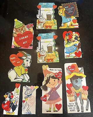 Lot Of 10 Vintage Die Cut Unused Valentine Day Cards 50s 60s • $19.99