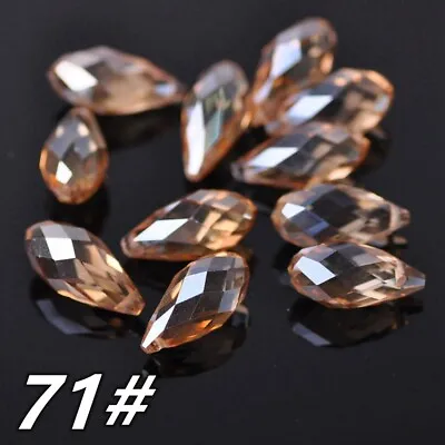 Teardrop Faceted Crystal Glass 12x6mm 16x8mm 20x10mm 25x12mm Loose Pendant Beads • £3.06