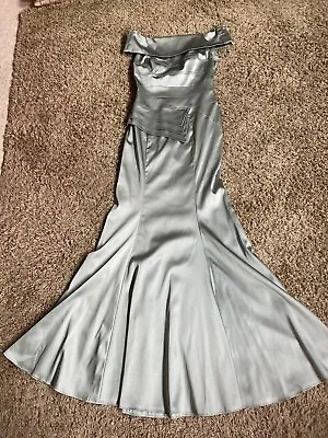 Prom Dress Jane Norman Size 6 8 Mint Green Satin Boned Figure Hugging Maxi • £49.99