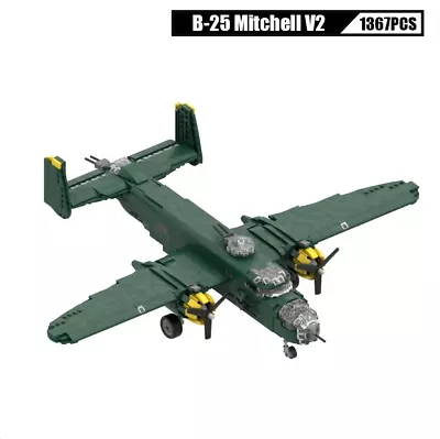 US B-25 Mitchell Bomber Moc Block WW2 Chopper Aircraft Plane WWII Air Forces USA • £259.99