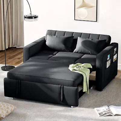 55  3 In 1 Convertible Sleeper Sofa Bed Velvet Loveseat Pull Out Sofa Bed Couch • $285.99