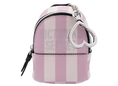 Victoria's Secret Backpack Keychain Charm Mini Bag Keyring Pink Striped VS • $18.99