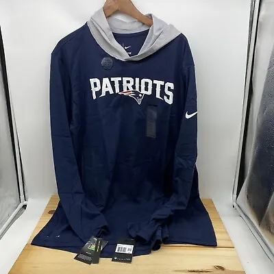 $30 • Buy NEW XXL New England Patriots Nike Helmet Hooded Long Sleeve T-Shirt Navy Blue