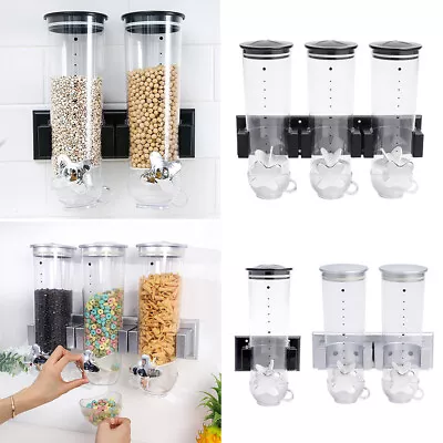 Wall Mounted Cereal Dispenser Single/Double/Triple Dry Food Storage Container • £9.95