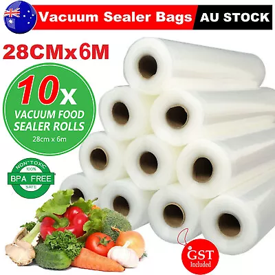 10-20  Rolls Food Vacuum Sealer Bags Food Storage Saver Heat Seal Cryovac  AUS • $28.95