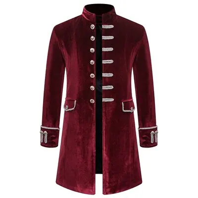 Men's Velvet Tuxedo Jacket Steampunk Formal Gothic Victorian Coat 2022 • $97.37