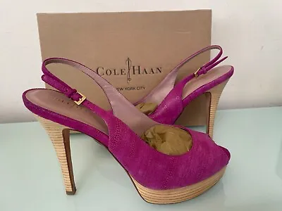 Cole Haan Mariela  SZ 10  Air Heels Shoes Slingback Pink Leather Plateau • $24.99