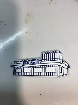 Vintage White Castle Restaurant Shaped Magnet 1980’s Or Older Blue/White • $23
