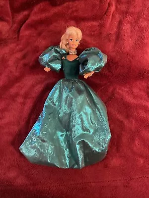 Vintage Barbie With Gown Emerald Green Metallic Skirt Short Puff Sleeves • $8.99