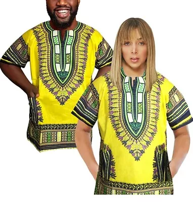 £16.99 • Buy Yellow African Dashiki Shirt For Men And Dashiki Womens [ Size Large ]