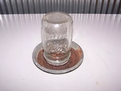 Vintage Pint Fruit Jar CHICKEN WATERER With Rusty Metal Base • $25
