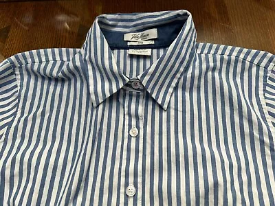 Van Heusen Originals Blue Striped Fitted Stretch Blouse Shirt || Large L • $6.49