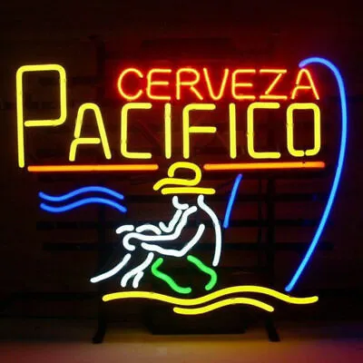 Cerveza Pacifico Fishing 19 X15  Neon Sign Light Beer Bar Pub Open Wall Hanging • $132.98