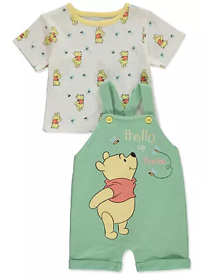 Disney Winnie The Pooh Baby Boys' 2-Piece Shortalls Set Outfit • $16.99