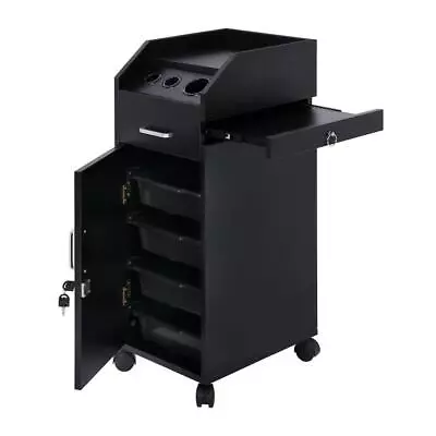 Hair Salon Storage Cart With Wheels & 3 Hair Dryer Holders SPA Utility Trolley • $91.75