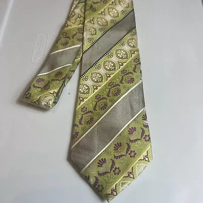 VERSE 9 Necktie Mens 4” X 58” Gold Mutli Geometric Silk Tie Made Italy Stunning • $14.96