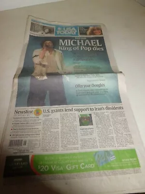 USA TODAY 6/26/2009  MICHAEL JACKSON DEATH Headlines Paper • $19.99