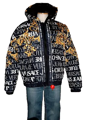 Versace Couture Men's Down Puffer Jacket Reversible Removable Hood NWT Sz XL • $599