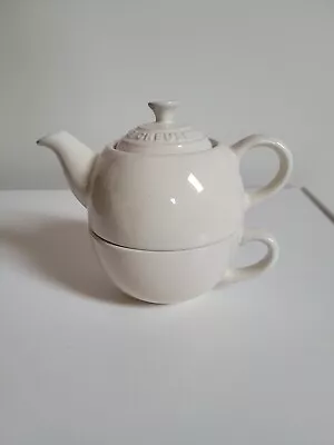 Le Creuset Tea For One Teapot & Cup In Pearl - Small Piece Of Missing Glaze • £19.99