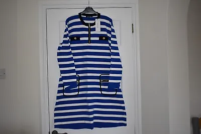  Karen Millan Stripe Blue/white Dress In Plus Size XXXL 20/22 New With Tags • £34.99