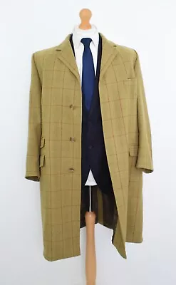 BARBOUR Double Twist Tweed Covert Coat Size 42S/52S Short XL Overcoat Sand • £275